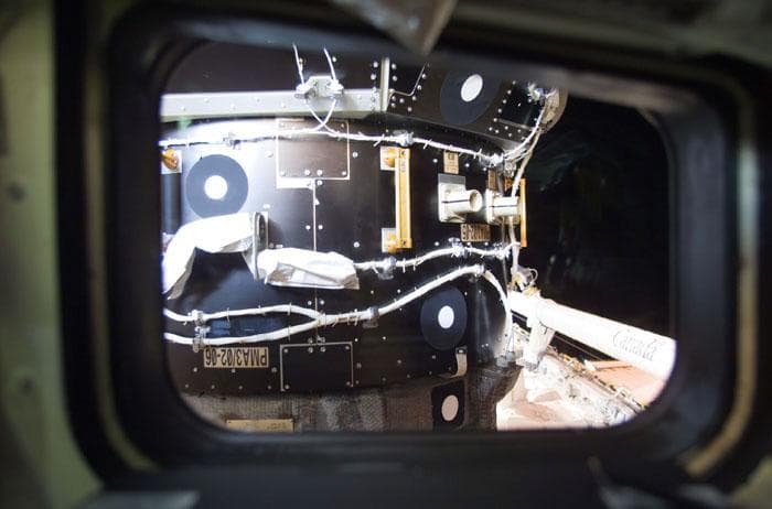 NASA image: PMA 3 as seen from the Atlantis aft flight deck window