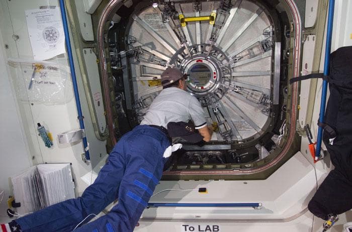 NASA image: PLT Polansky looks through hatch at U.S. Laboratory / Destiny module