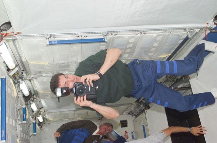 NASA image: Cosmonaut Krikalev takes photos in U.S. Laboratory /Destiny module