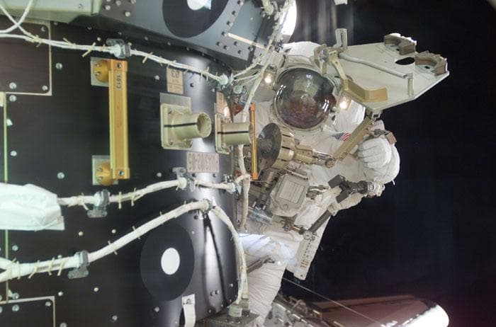 NASA image: MS Curbeam during EVA on PMA-3 with PFR