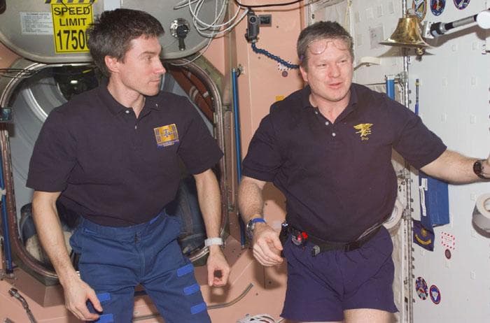 NASA image: Expedition One CDR and Flight Engineer in Node 1/Unity module