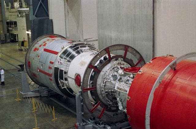 NASA image: ISS Service Module roll out at RSC-E in Moscow