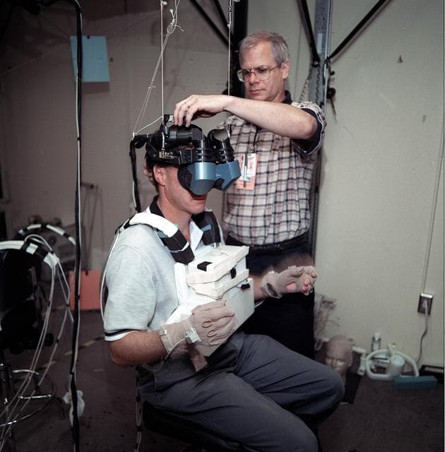 NASA image: STS-103 crew perform virtual reality training in building 9N