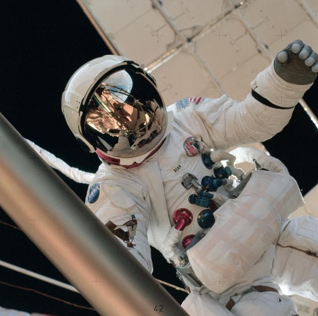 NASA image: Astronaut Jack Lousma participates in EVA to deploy twin pole solar shield