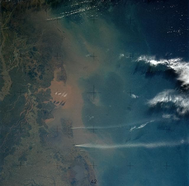 NASA image: View of Gulf coast area of Louisiana from Skylab space station