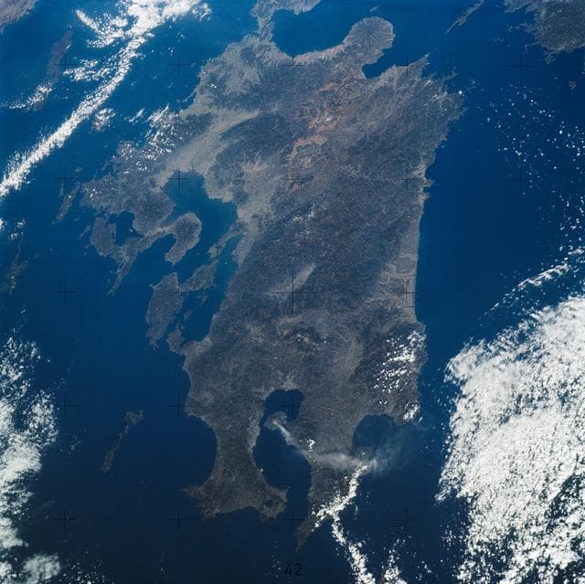 NASA image: View of Island of Kyushu, Japan from Skylab