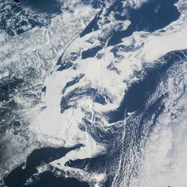 NASA image: Southern part of the Sea of Okhotsk, north of Japan