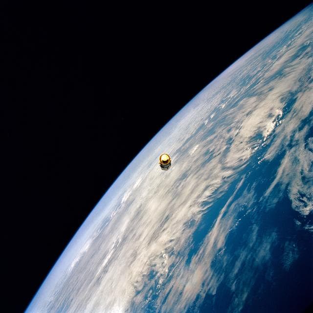 NASA image: IUS / TDRS-F drifts above the Earth's surface after STS-54 deployment