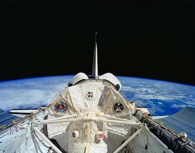 NASA image: STS-55 Columbia, Orbiter Vehicle (OV) 102, payload bay with SL-D2 module