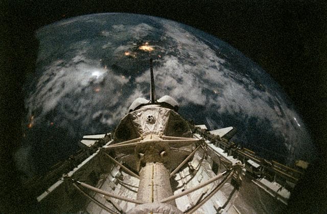 NASA image: STS-55 Columbia, Orbiter Vehicle (OV) 102, payload bay with SL-D2 module