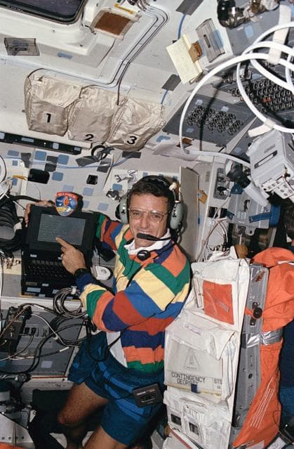 NASA image: Astronaut William McArthur talks to students on earth using SAREX
