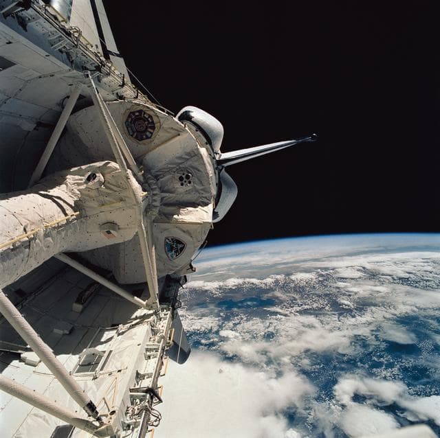 NASA image: Peru-Bolivia border, part of Amazon Basin, and the SLS-2 laboratory module