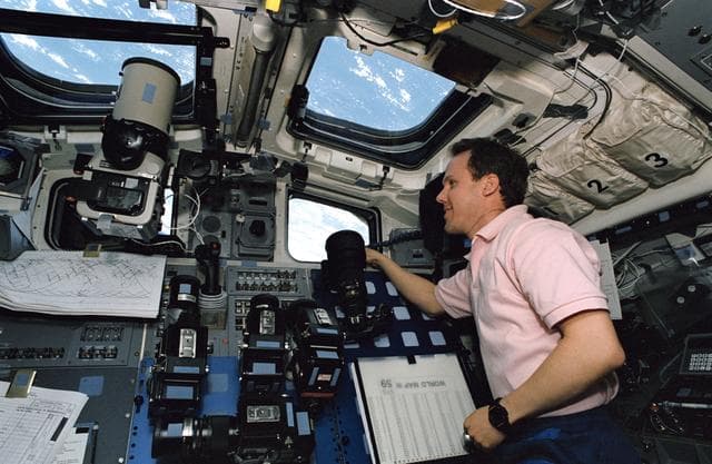NASA image: Astronaut Thomas Jones monitors cameras on targets of opportunity