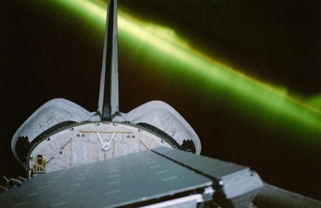 NASA image: STS-59 Endeavour's aft cargo bay in orbit