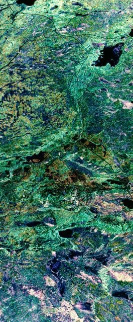 NASA image: False-color composite image of Prince Albert, Canada