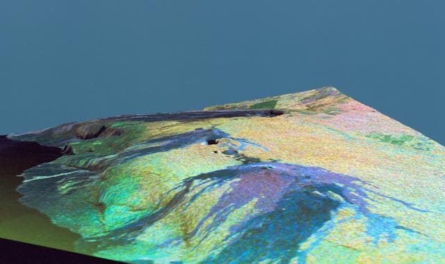 NASA image: Three dimensional perspective view of false-color image of eastern Hawaii
