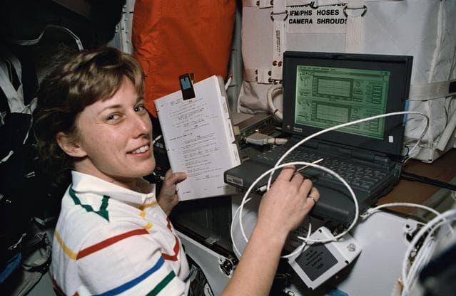NASA image: Astronaut Jan Davis monitors Commercial Protein Crystal Growth experiment