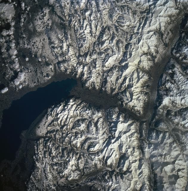 NASA image: Rhone River Valley & Lower Lake Geneva, Switzerland as seen from STS-60