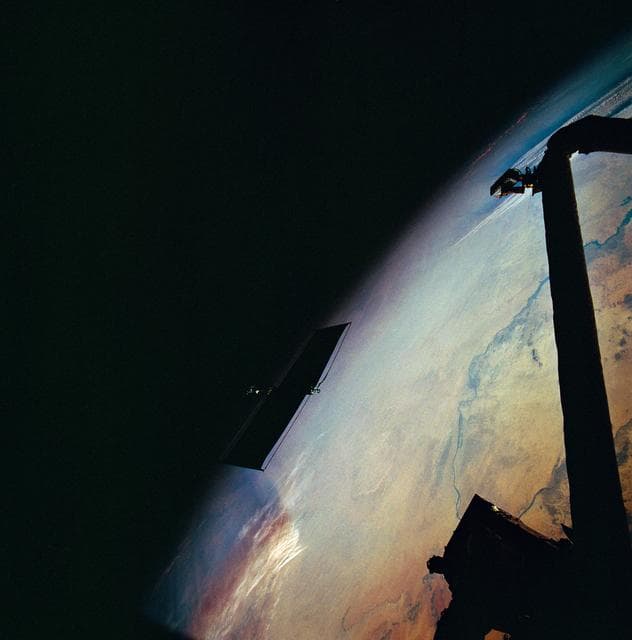 NASA image: Discarded solar array panel removed from Hubble Space telescope