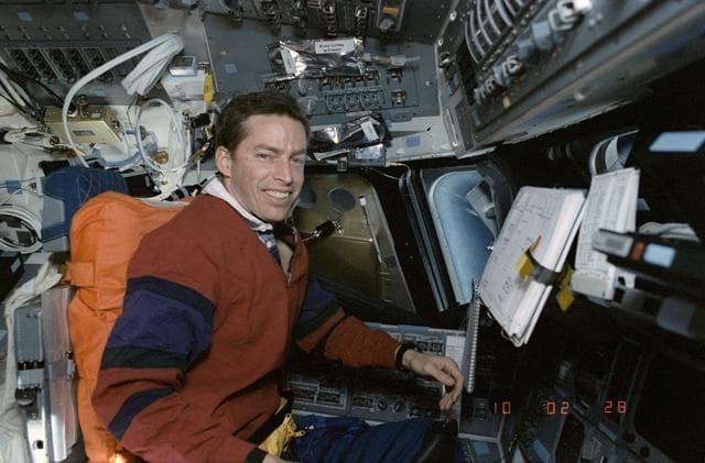 NASA image: Mission commander James Wetherbee on the forward flight deck