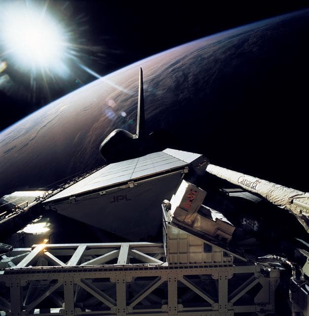 Contents of payload bay of the STS-68 Space Shuttle Endeavour
