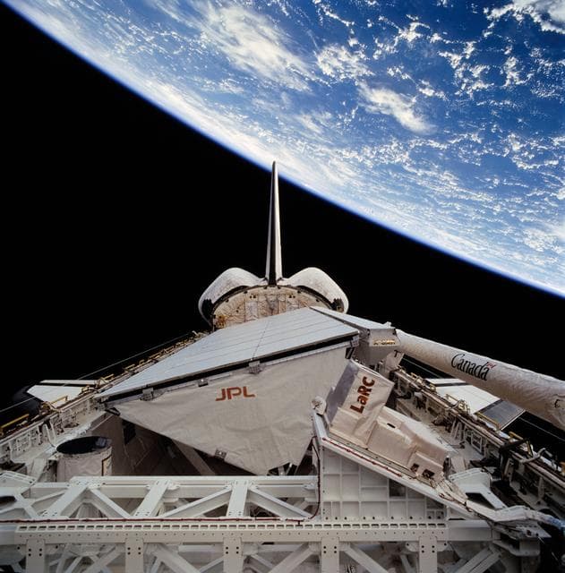 Contents of payload bay of the STS-68 Space Shuttle Endeavour