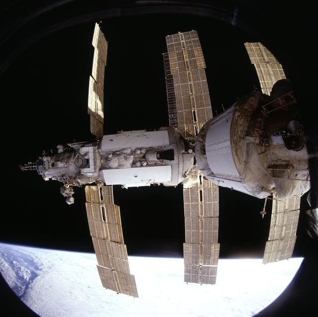 NASA image: View of Kvant-2 module from shuttle Atlantis