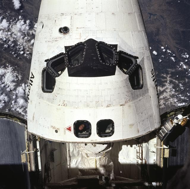 NASA image: View of the space shuttle Atlantis from the Mir space station