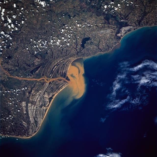 NASA image: Paraiba do Sul river delta, Brazil