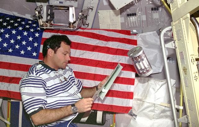 CGBA, Mission Specialist Michael Lopez-Alegria works in Spacelab