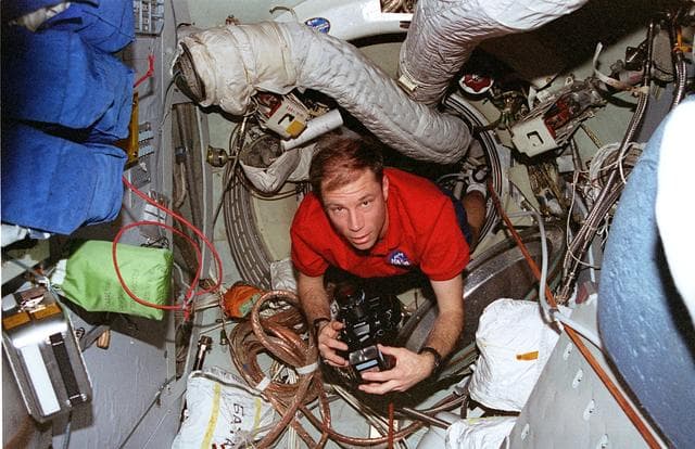NASA image: STS-76 crewmembers in Mir Space Station