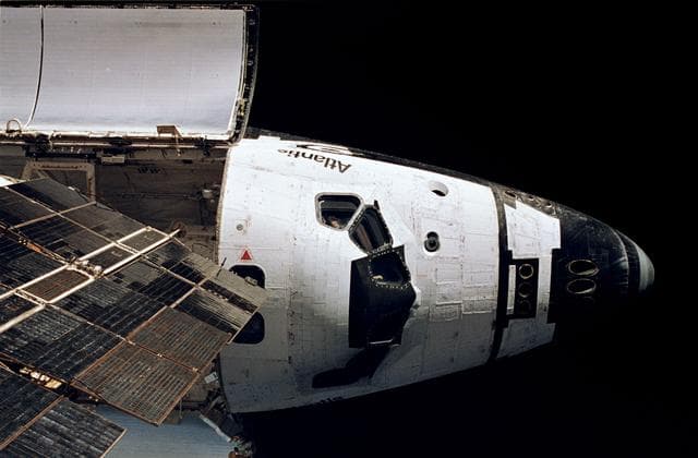 NASA image: View of the shuttle orbiter Atlantis from the Mir Space Station