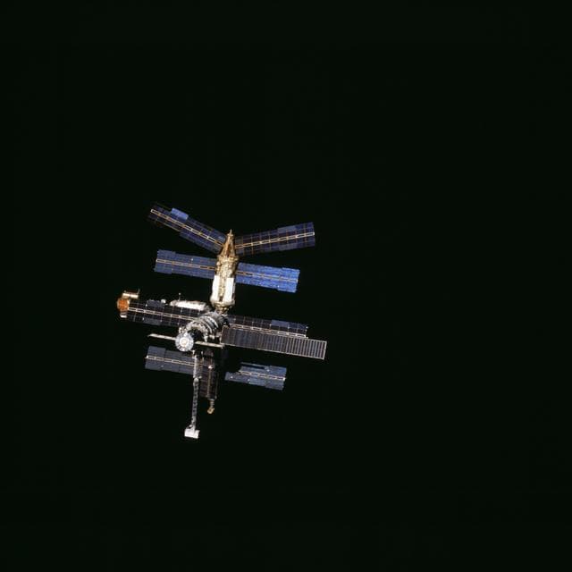 NASA image: Mir Space Station views after undocking and flyaround by shuttle Atlantis
