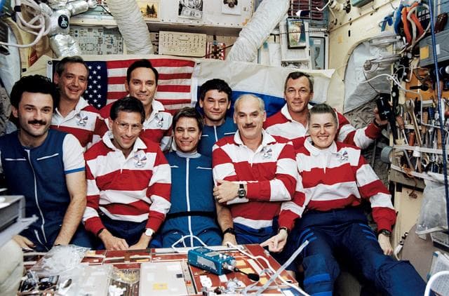 NASA image: STS-79 and Mir 22 crew portrait