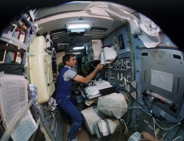 NASA image: MS Blaha aboard the Mir space station Spektr module