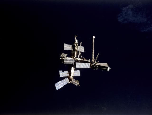NASA image: Full Mir against the blackness of space