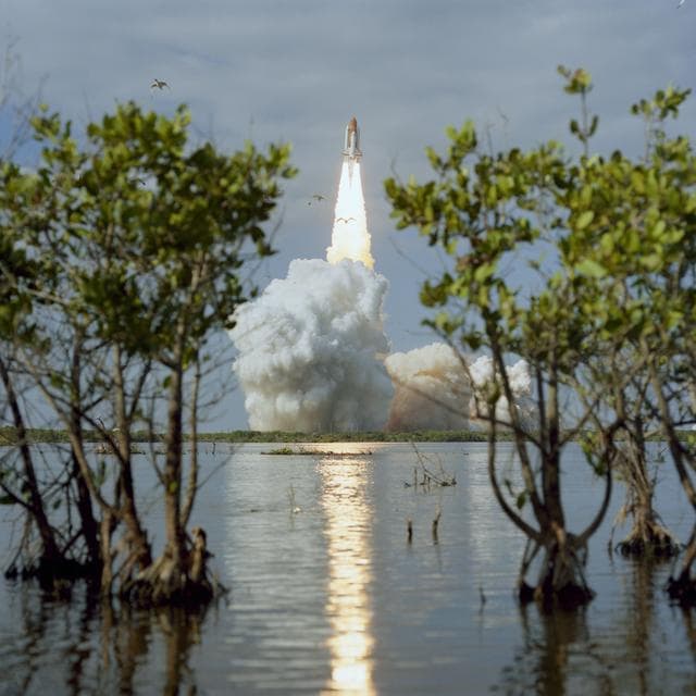 NASA image: STS-80 Columbia, OV 102, liftoff from KSC Launch Pad 39B