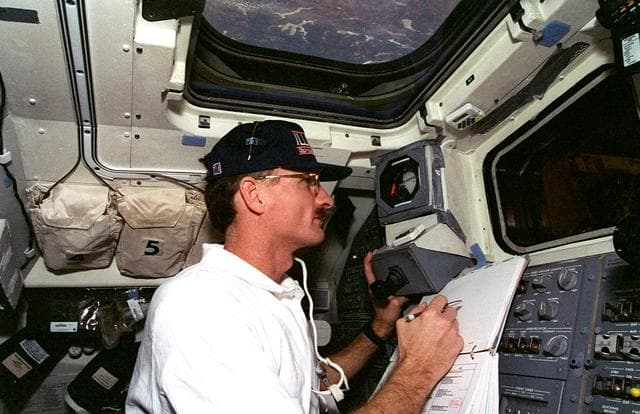 NASA image: Flight deck activity during EVA 3 on Flight Day 6