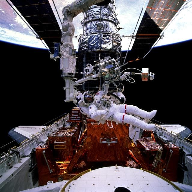 NASA image: EVA 4 activity on Flight Day 7 to service the Hubble Space Telescope