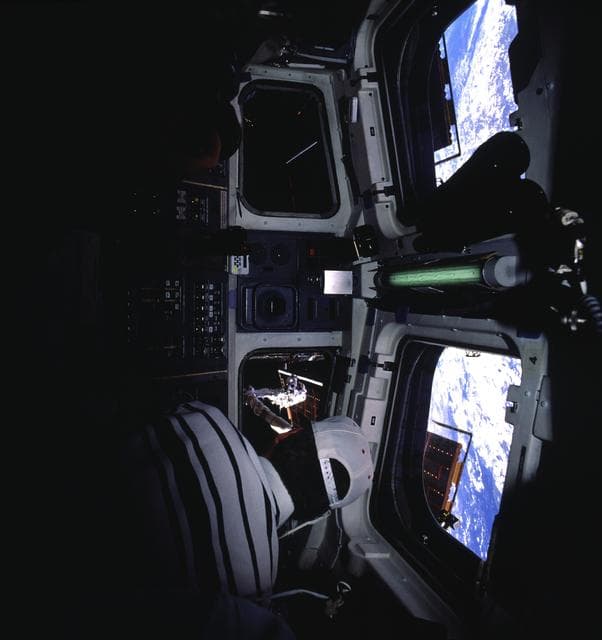 NASA image: Flight deck activity during EVA 5 on Flight Day 8