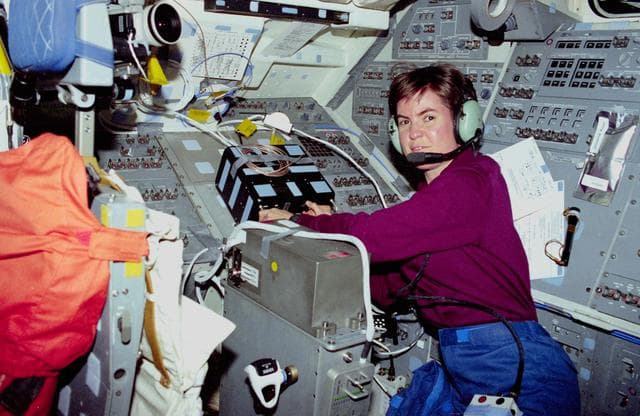NASA image: Payload commander Voss on aft flight deck