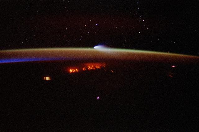 NASA image: Hale Bopp comet photographed from the orbiter Columbia