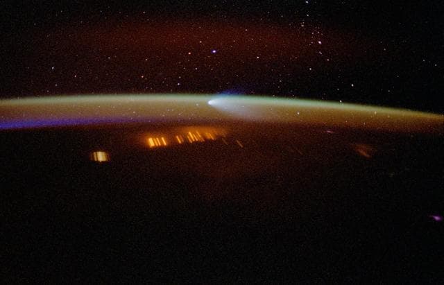 NASA image: Hale Bopp comet photographed from the orbiter Columbia