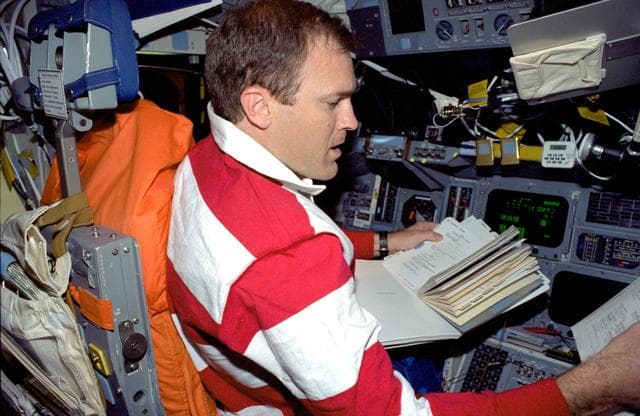 NASA image: Cmdr Halsell on forward flight deck