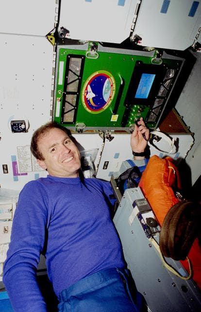 NASA image: ASTRO-PGBA - Cmdr Halsell with middeck experiment