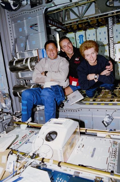 NASA image: Crewmember activity in the Spacehab module