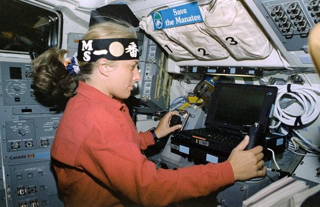 NASA image: MFD - Davis conducts experiment OPS, views of the MFD payload