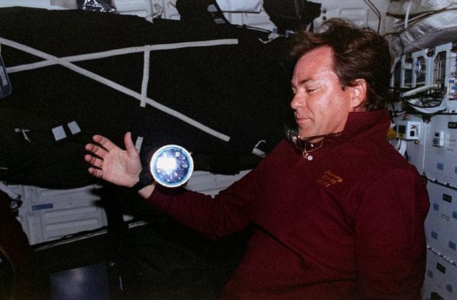 NASA image: RME 1328, MIM - Tryggvason works with the FLEX experiment