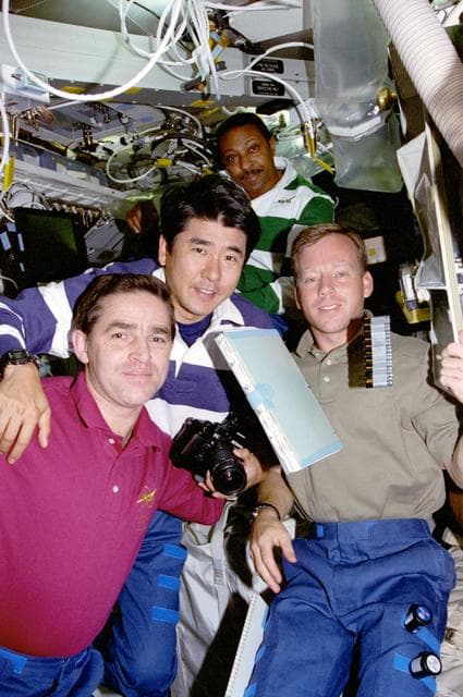 NASA image: Crewmember activity in the shuttle middeck