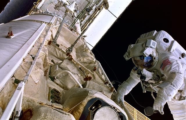 NASA image: EVA view of the Zenith (-ZA/FGB Plane III) side of the Functional Cargo Block (FGB).